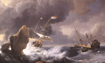 Ships in Distress off a Rocky Coast