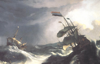 Ship in distress at sea