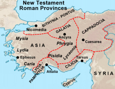 Roman Provinces of Asia, Galatia Location
