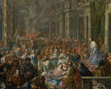 Solomon dedicates the temple in Jerusalem