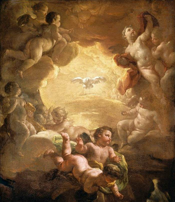 The Holy Spirit in the form of a dove.