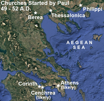 Churches Started by Apostle Paul - 49 to 52 AD