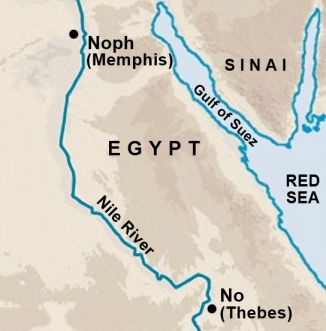Location of No (Thebes) in Egypt Map