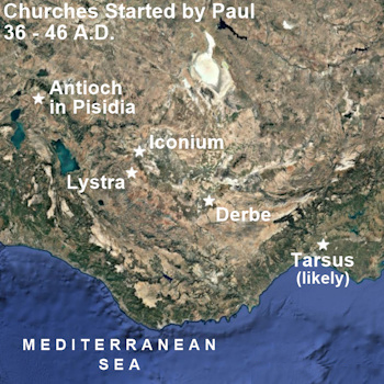 Churches Started by Apostle Paul - 36 to 46 AD