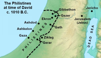 Map showing location of Philistine city of Gath