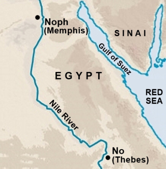 Location of No (Thebes) in Egypt Map
