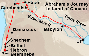 Abraham's Journey to the Promised Land Map