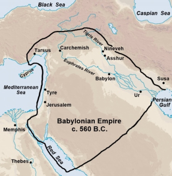 Babylonian Empire at its peak in 560 B.C. map
