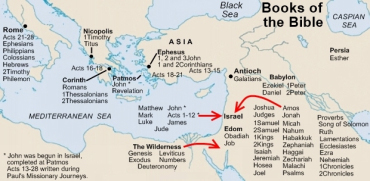 Map Showing Where Books of the Bible were written