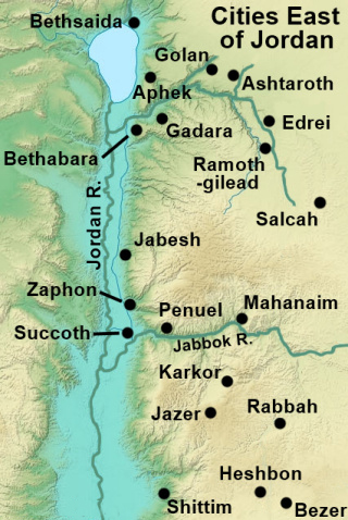 Ancient Israel Cities East of Jordan River Map