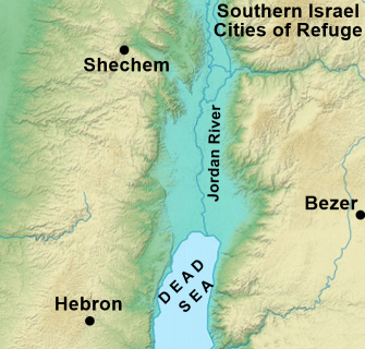 Cities of Refuge in Southern Israel Map