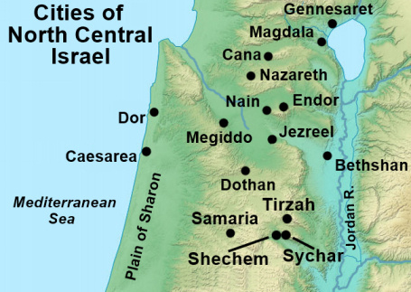 Cities of North Central Ancient Israel Map
