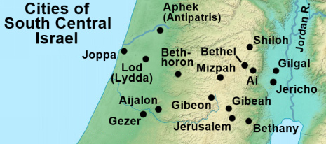 Cities of South Central Ancient Israel Map