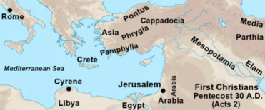 Location of First Christians in 30 A.D.