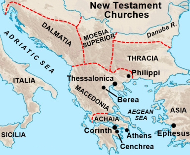 Corinth, Cenchrea New Testament Churches Map