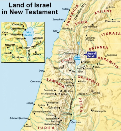 Map showing location of New Testament cities