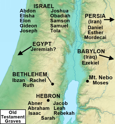 Grave locations for Old Testament People map