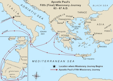 Apostle Paul's Final Missionary Journey Small Map