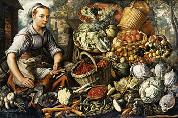 Market Woman with Fruit, Vegetables