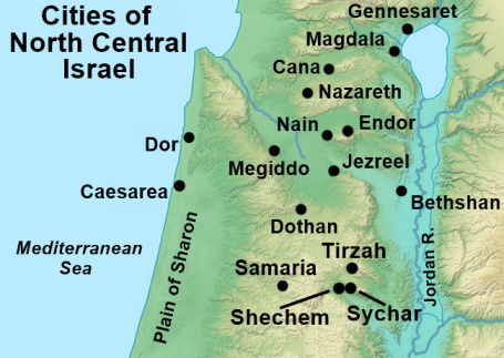 Cities of North Central Ancient Israel Map