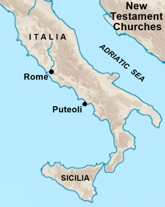 Map showing Rome and New Testament Churches in Italy