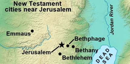 Location of Bethphage near Jerusalem Map