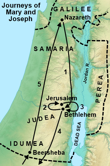 Journeys of Mary and Joseph Map