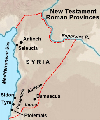 Map of New Testament Roman Provinces in Syria